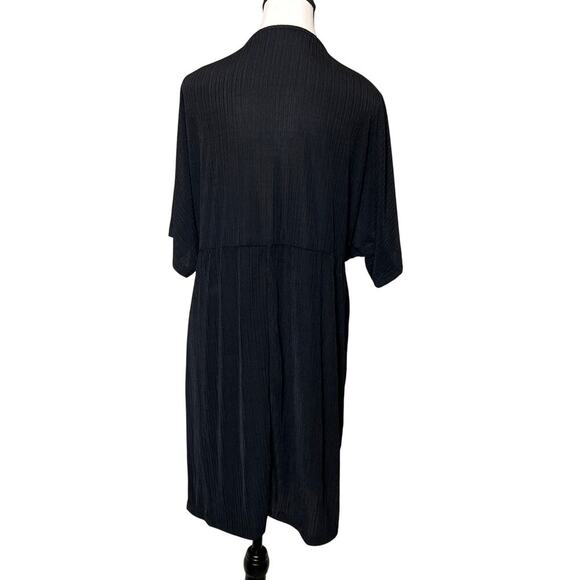 Zaful Swim Cover Up Ribbed Black V-Neck O-Ring Short Sleeve New w/Tags Size L - Picture 3 of 10